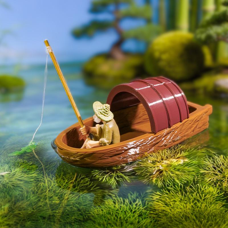 Floating Fisherman Boat Miniat – Aquarium Fish Escape recenzja i cena