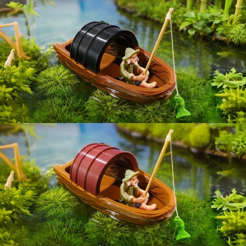 Floating Fisherman Boat Miniat – Aquarium Fish Escape recenzja i cena