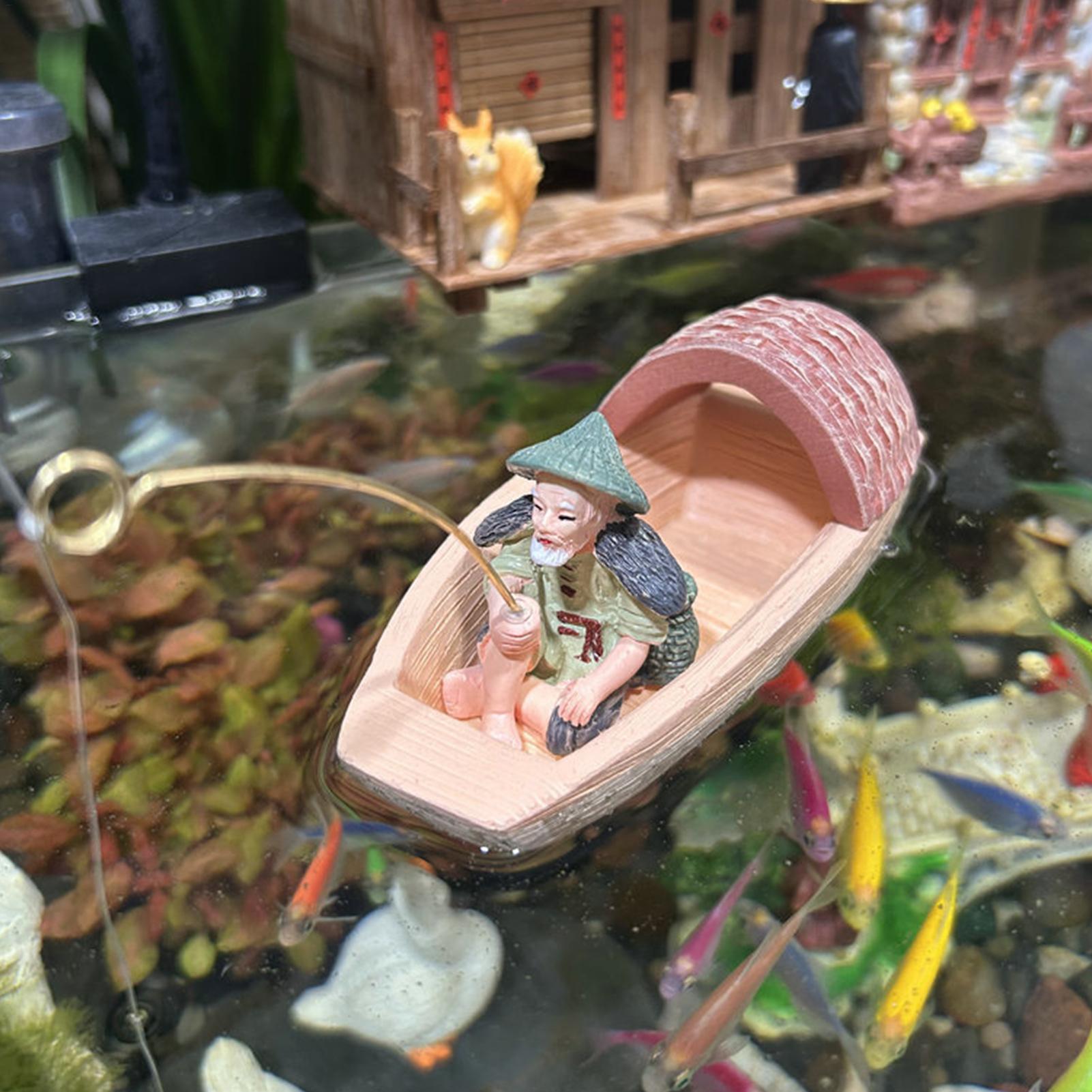 Resin Floating Fisherman Boat  – Aquarium Fish Escape recenzja i cena