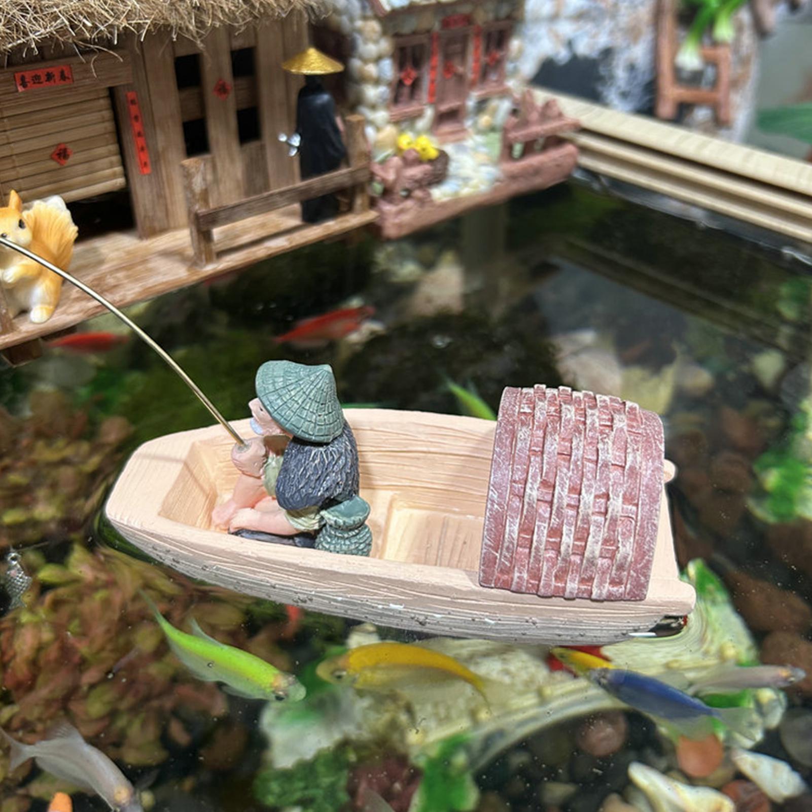 Resin Floating Fisherman Boat  – Aquarium Fish Escape recenzja i cena