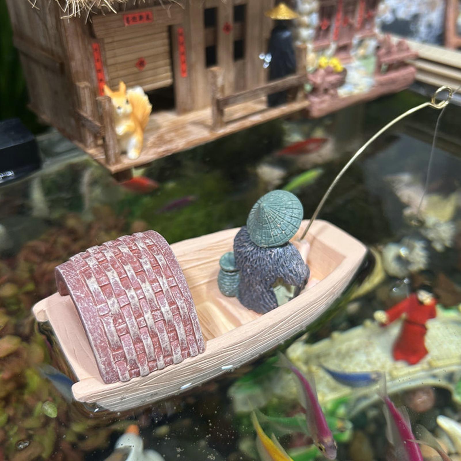 Resin Floating Fisherman Boat  – Aquarium Fish Escape recenzja i cena